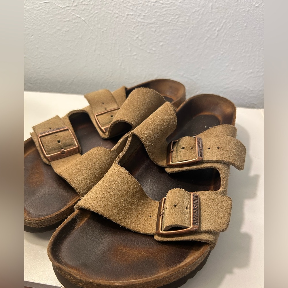 Birkenstock Arizona Soft Footbed Light Blue Suede Sandal  Size 11